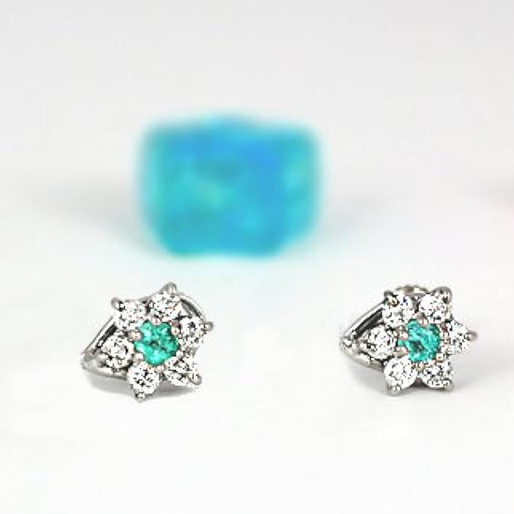 Amazon | K18WG 0.12ct パライバトルマリン ピアス 10月 誕生石